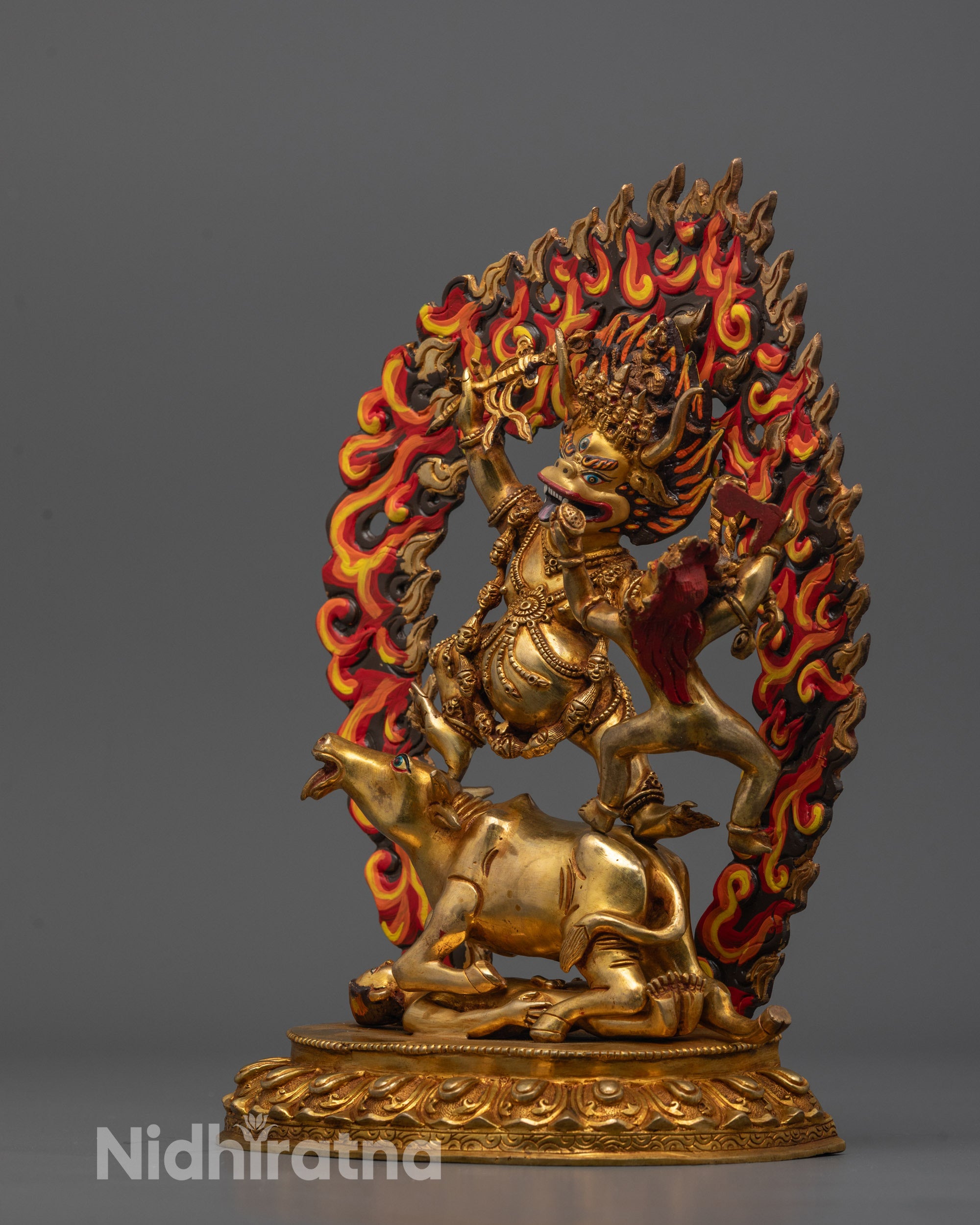 Siice view of Yamantaka Face with 24k Gold Polish |  Masterpiece Handcrafted