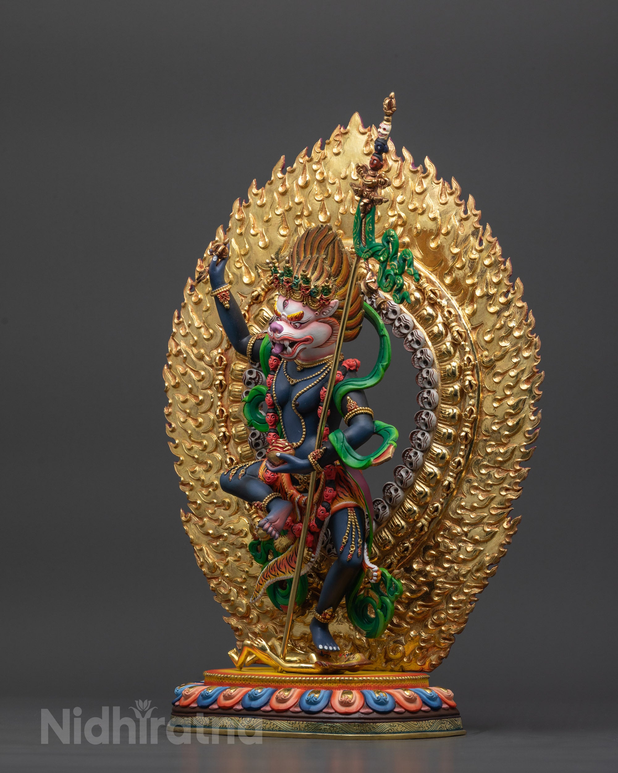 Wrathful Lion-Faced Simha Mukha Statue | Tibetan Buddhist Artwork