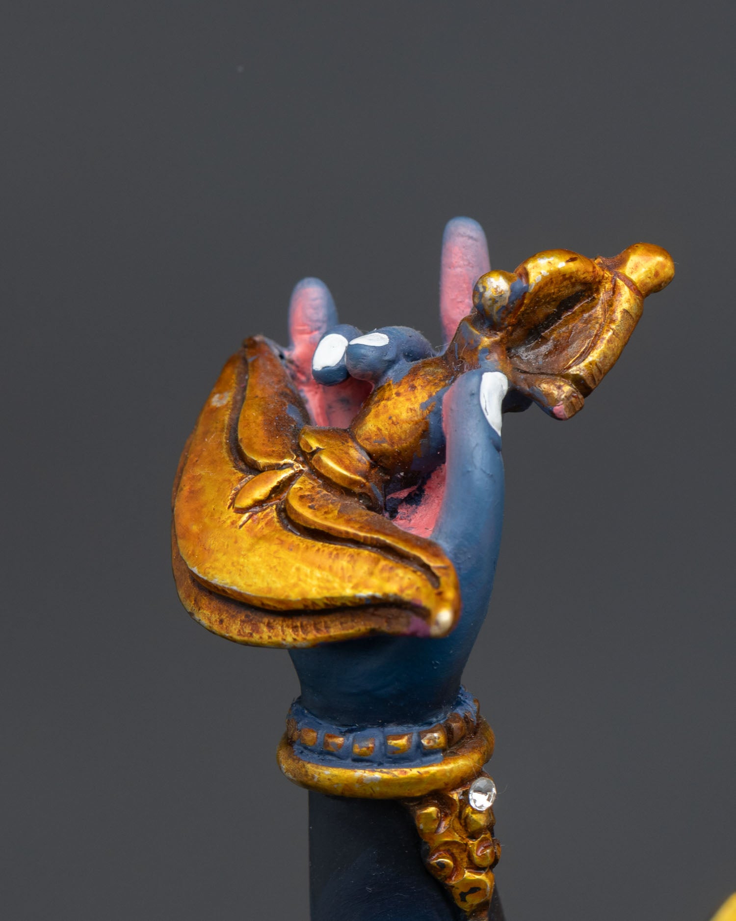 Standing Simhamukha Statue | Handpainted Copper Idol