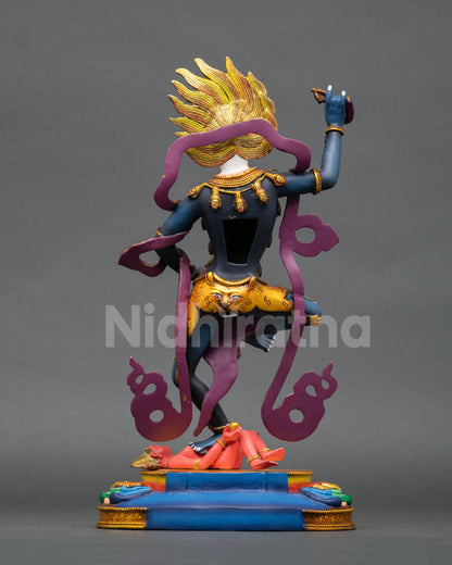 Standing Simhamukha Statue | Handpainted Copper Idol
