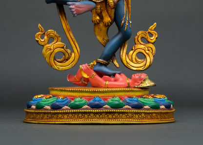 Standing Simhamukha Statue | Handpainted Copper Idol