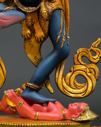 Standing Simhamukha Statue | Handpainted Copper Idol