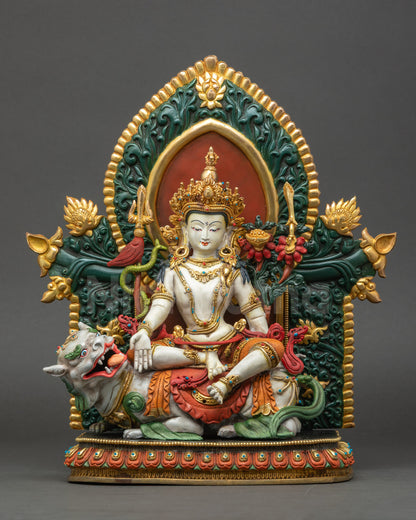 Simhanada Chenrezig Statue front view hand-painted copper Tibetan Buddhist art