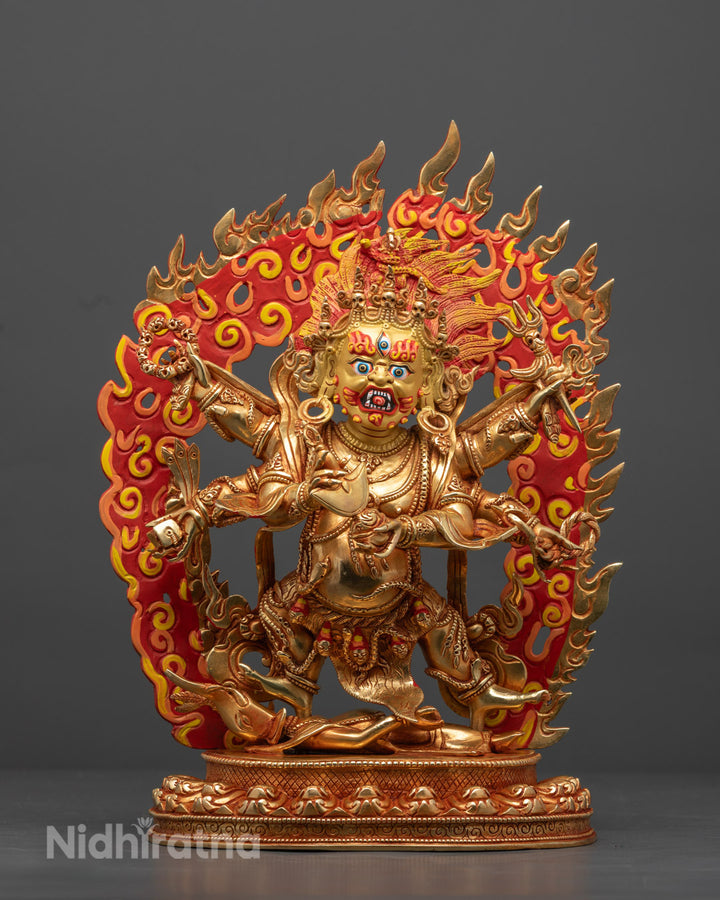 Six-Armed Mahakala Statue | Tibetan Protector Deity