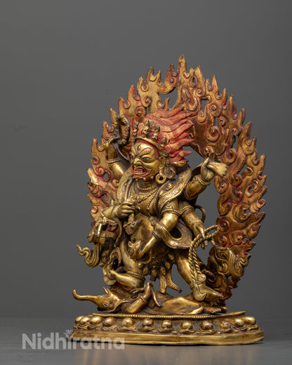 6 Armed Mahakala Statue | Handcrafted Himalayan Buddhist Art
