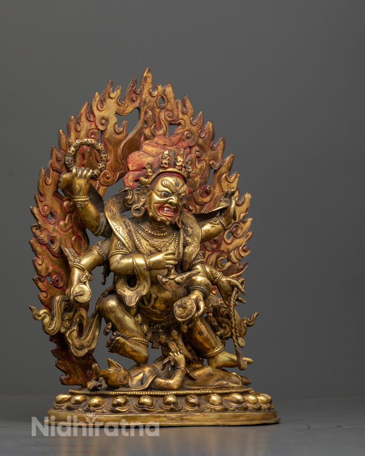 6 Armed Mahakala Statue | Handcrafted Himalayan Buddhist Art