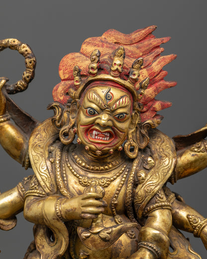 6 Armed Mahakala Statue | Handcrafted Himalayan Buddhist Art