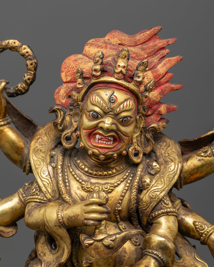 6 Armed Mahakala Statue | Handcrafted Himalayan Buddhist Art