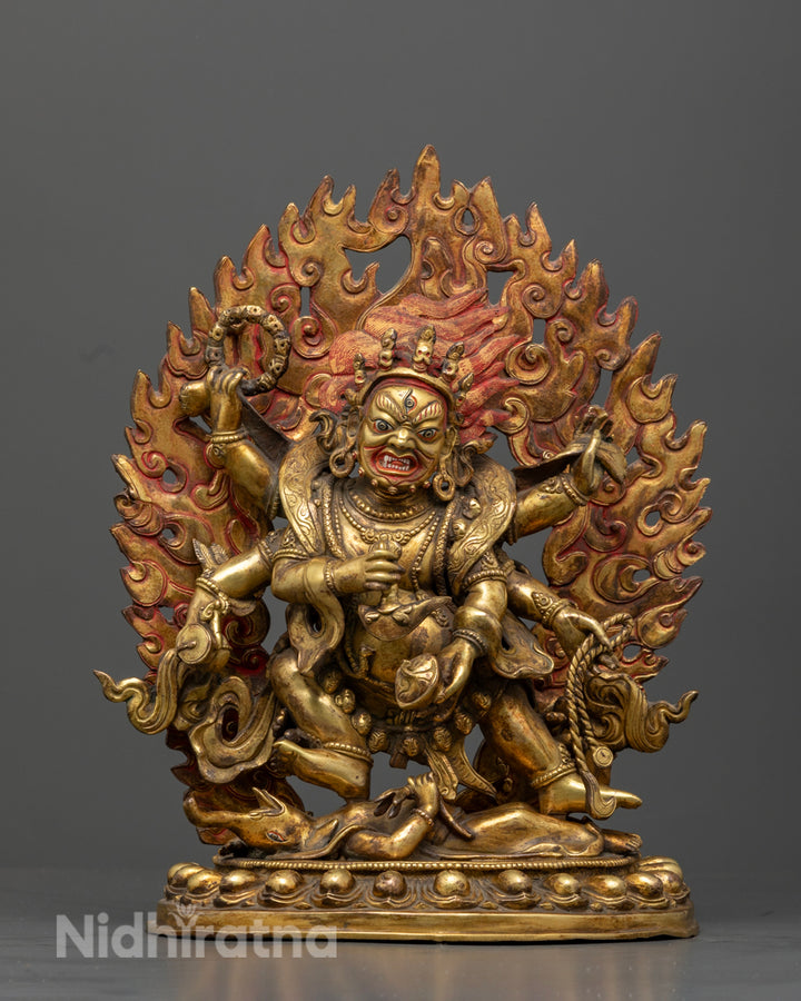 6 Armed Mahakala Statue | Handcrafted Himalayan Buddhist Art