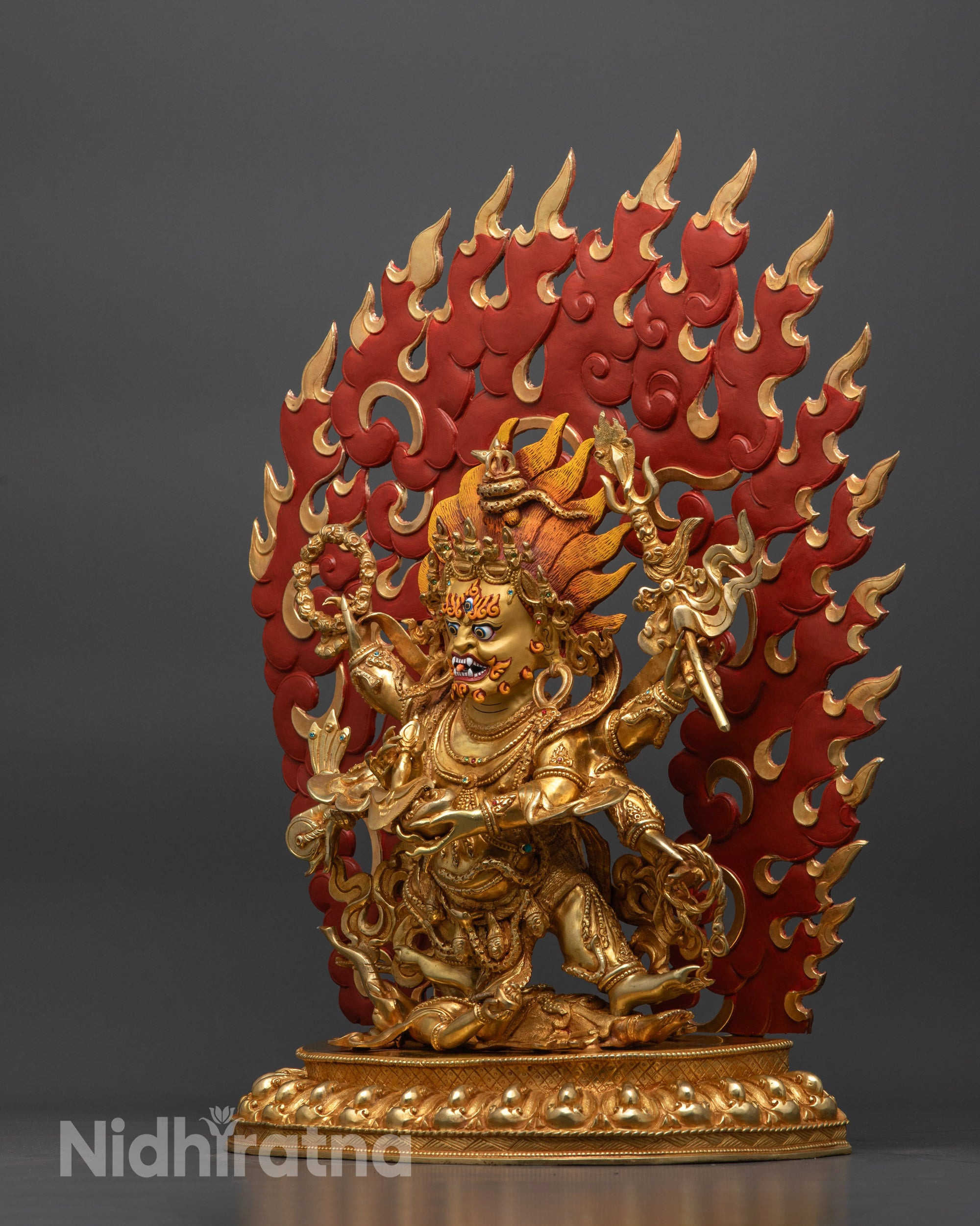 Wrathful Six-Armed Mahakala Statue | Nepalese Artisan Buddhist Artwork
