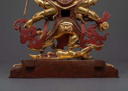 Nepalese Six-Armed Mahakala Statue | Dharma Protector Sculpture
