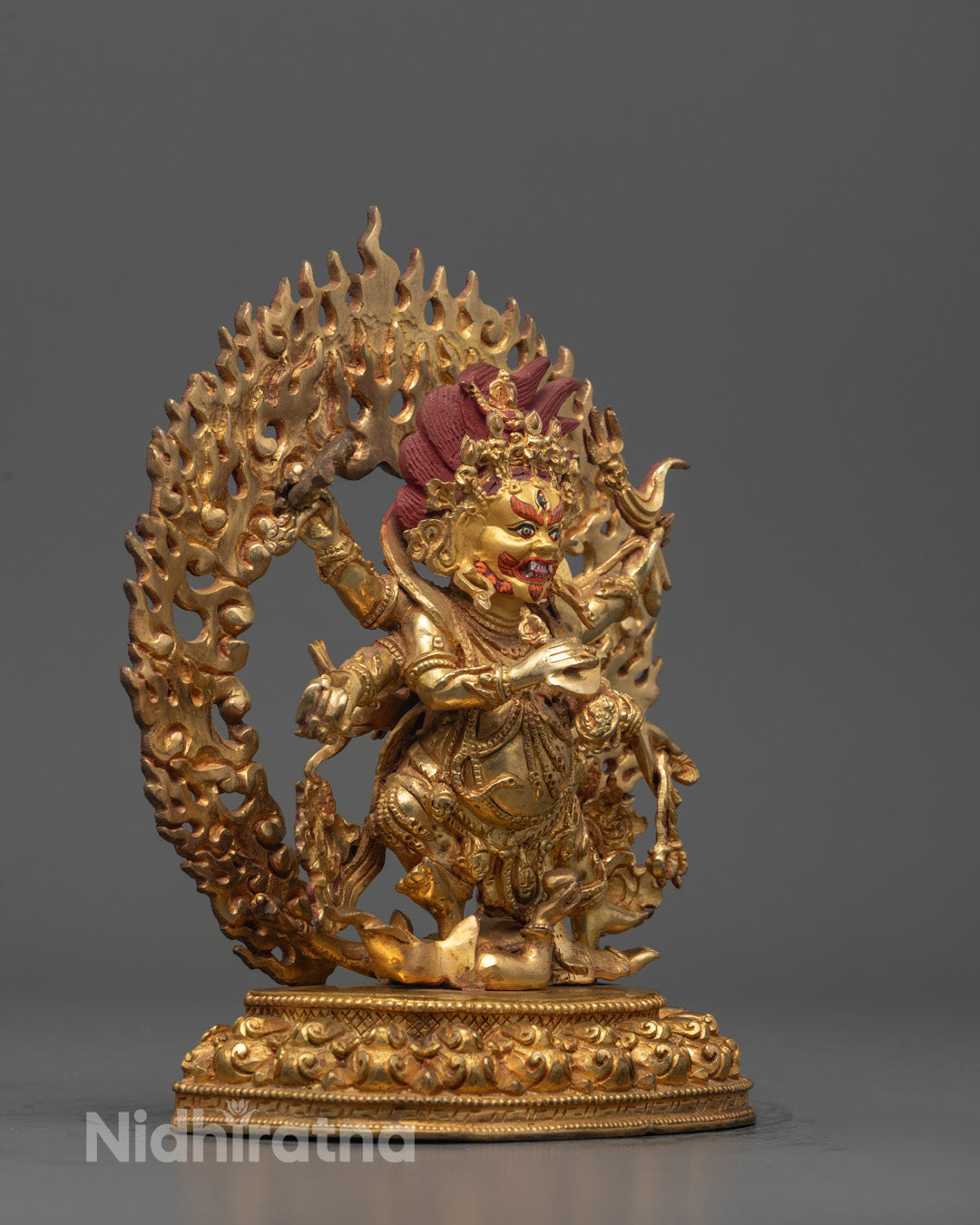 Handcrafted Six Armed Mahakala Statue | Buddhist Deity
