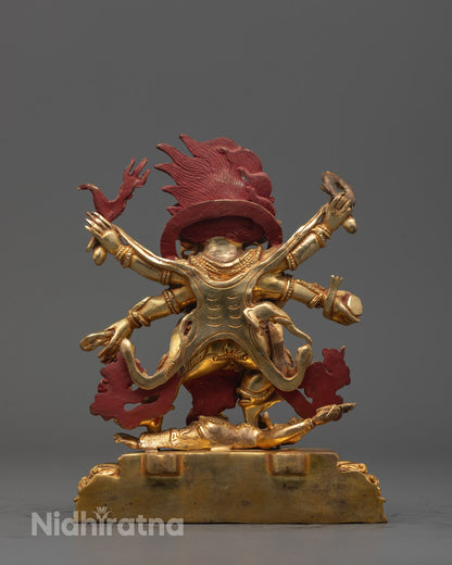 Handcrafted Six Armed Mahakala Statue | Buddhist Deity