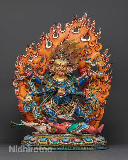 Six Armed Mahakala Statue | Hand-Carved Copper