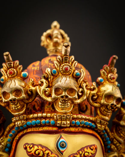 Six-Armed Mahakala | 24K Gold Fire-Gilded Copper Sculpture