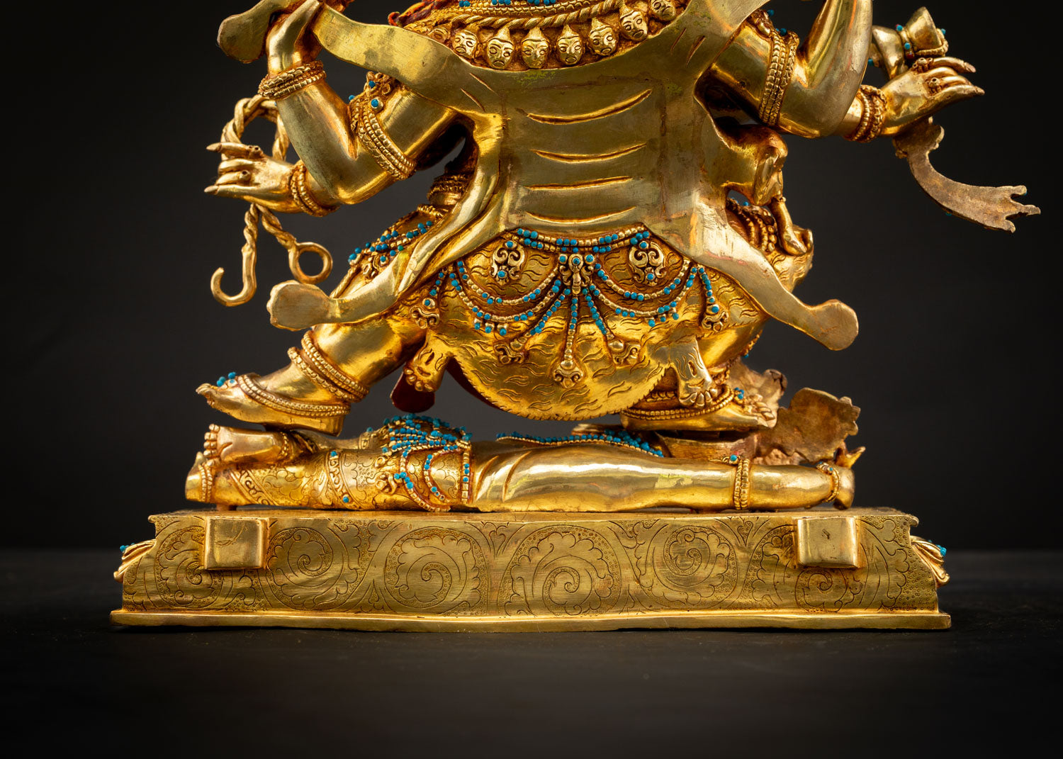 Six-Armed Mahakala | 24K Gold Fire-Gilded Copper Sculpture