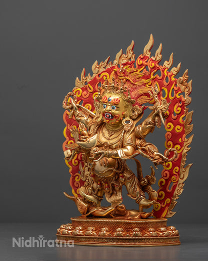 Six-Armed Mahakala Statue | Tibetan Protector Deity