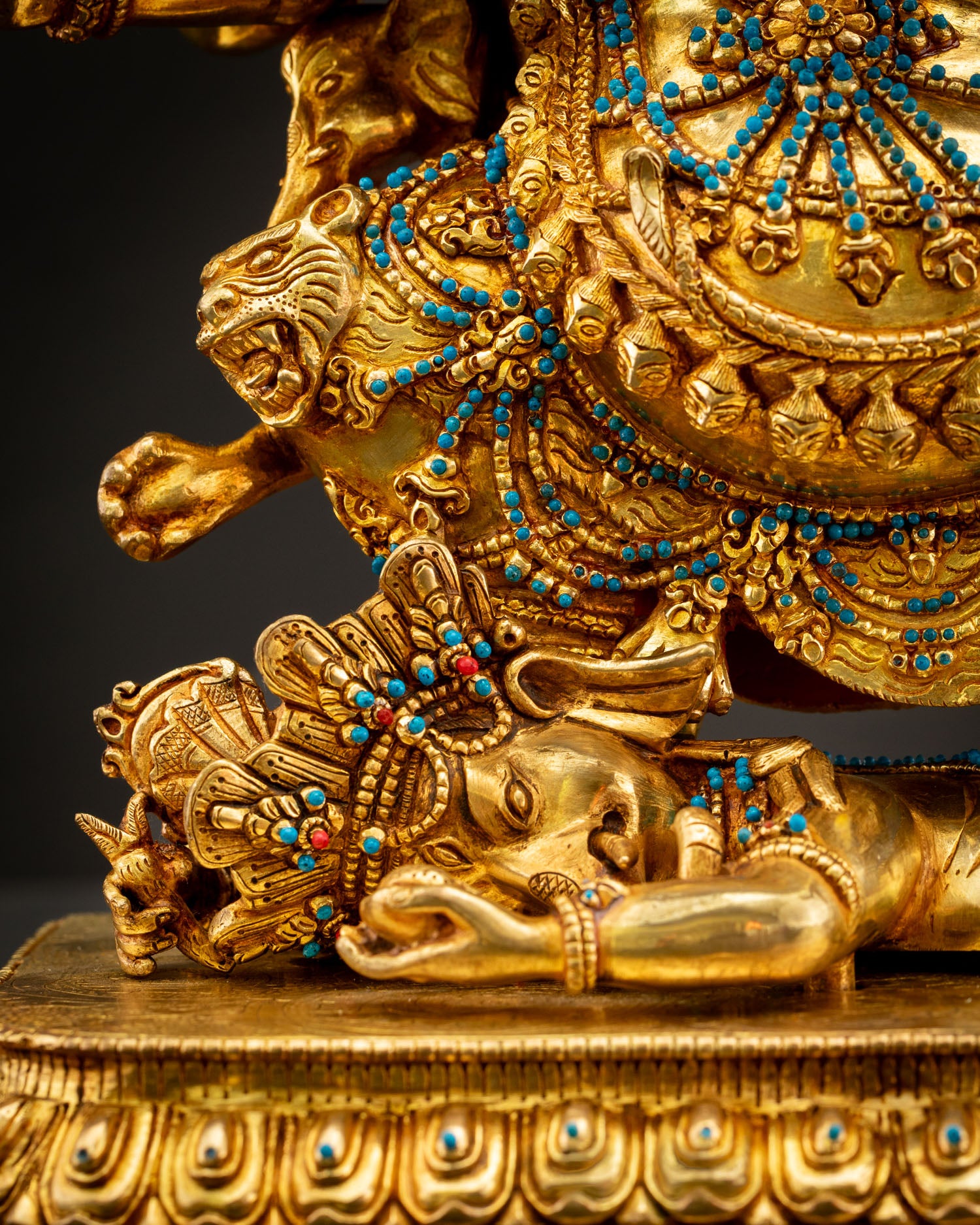 Six-Armed Mahakala | 24K Gold Fire-Gilded Copper Sculpture