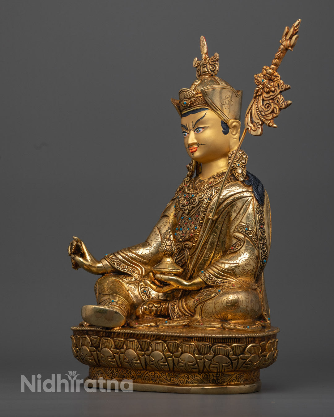 Spiritual Guru Rinpoche sculpture representing wisdom and compassion, ideal for prayer and sacred home environments