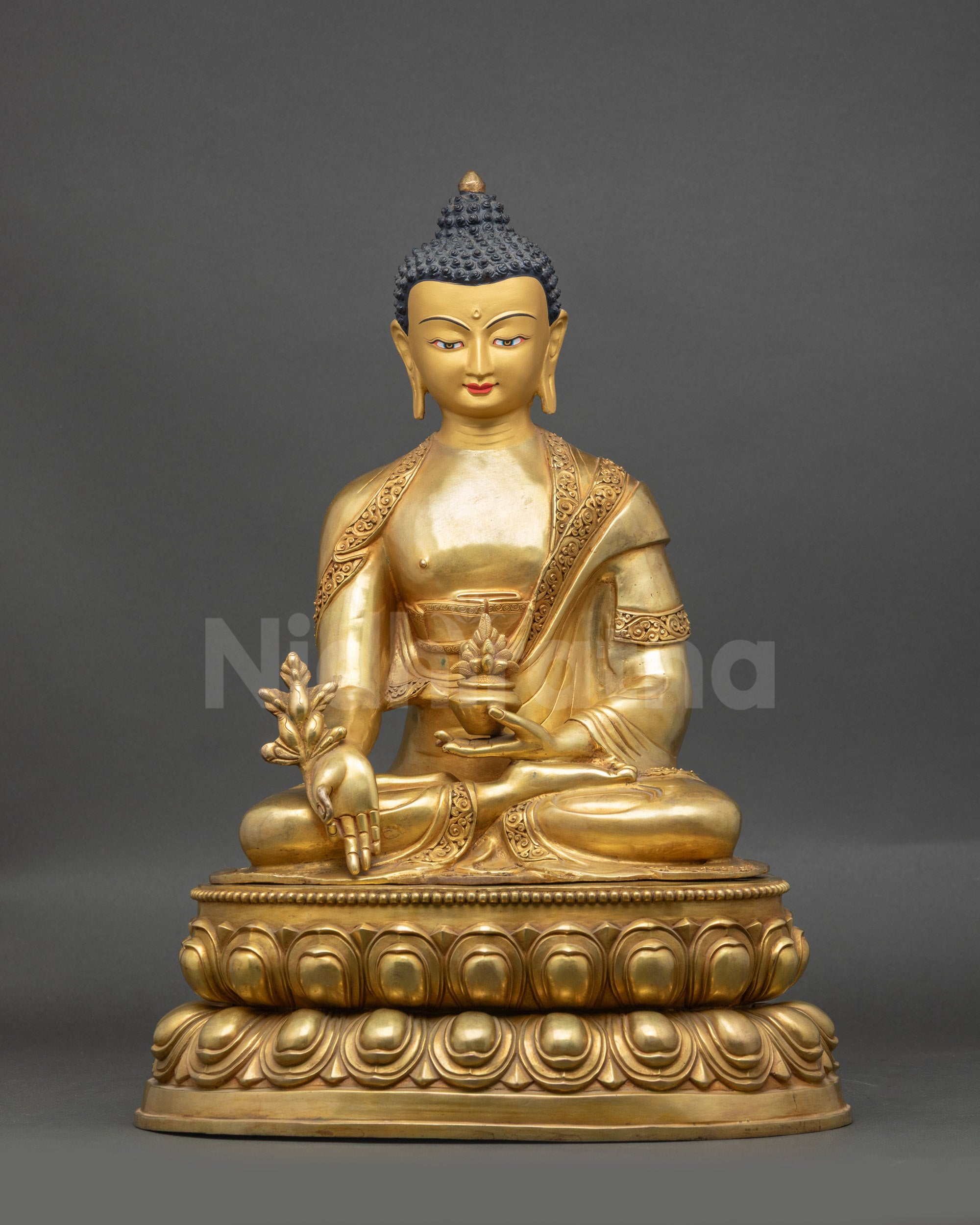 Spiritual Medicine Buddha Statue Front View Handcrafted Lapis Lazuli king Idol