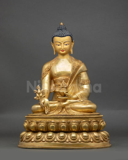 Spiritual Medicine Buddha Statue Front View Handcrafted Lapis Lazuli king Idol