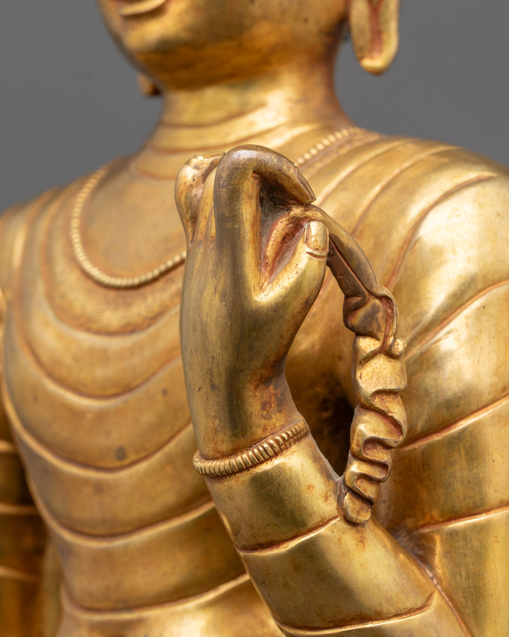 Standing Buddha Sculpture | 24k Gold-Plated Buddhist Art