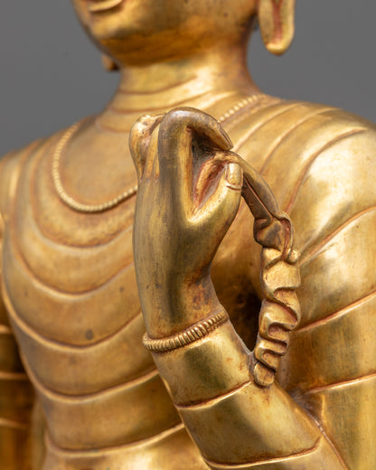Standing Buddha Sculpture | 24k Gold-Plated Buddhist Art