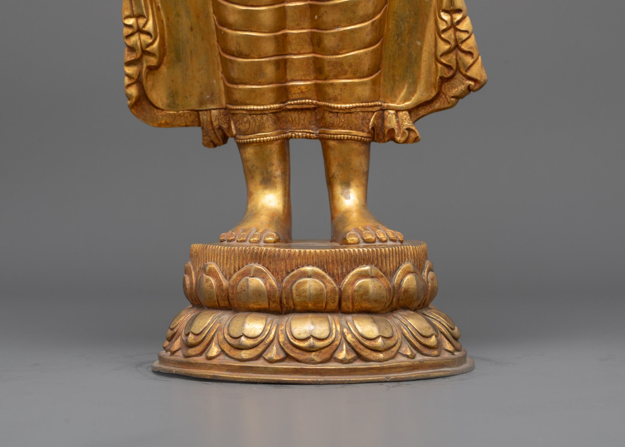 Standing Buddha Sculpture | 24k Gold-Plated Buddhist Art
