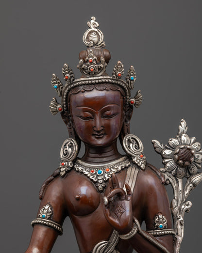 Standing Green Tara Statue: Tibetan Artwork
