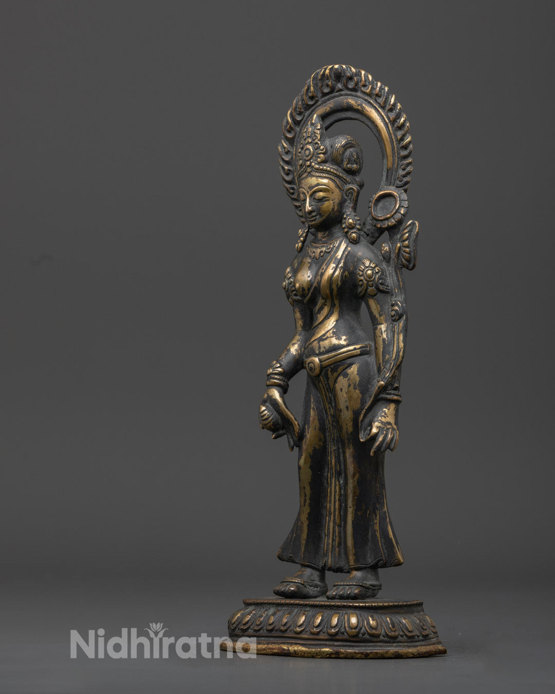 Sacred Standing Green Tara Statue | Traditional Nepalese Sculpture