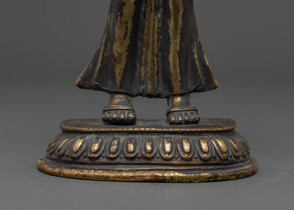 Sacred Standing Green Tara Statue | Traditional Nepalese Sculpture