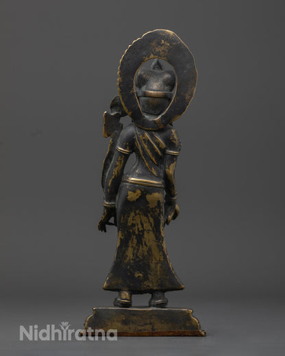 Sacred Standing Green Tara Statue | Traditional Nepalese Sculpture