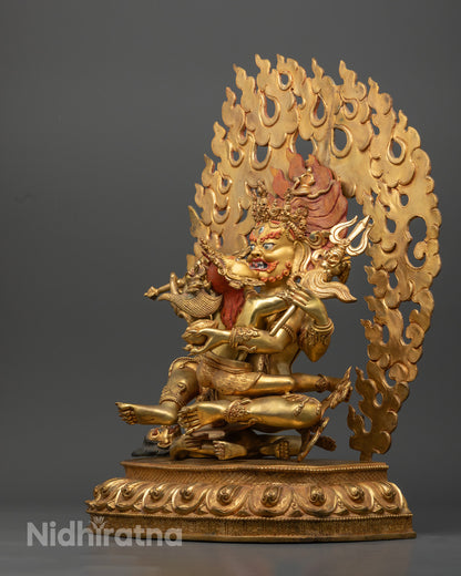 4 Armed Mahakala with consort | Powerful Guardian Deity