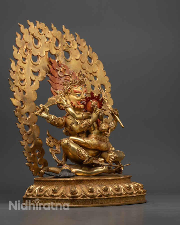 4 Armed Mahakala with consort | Powerful Guardian Deity