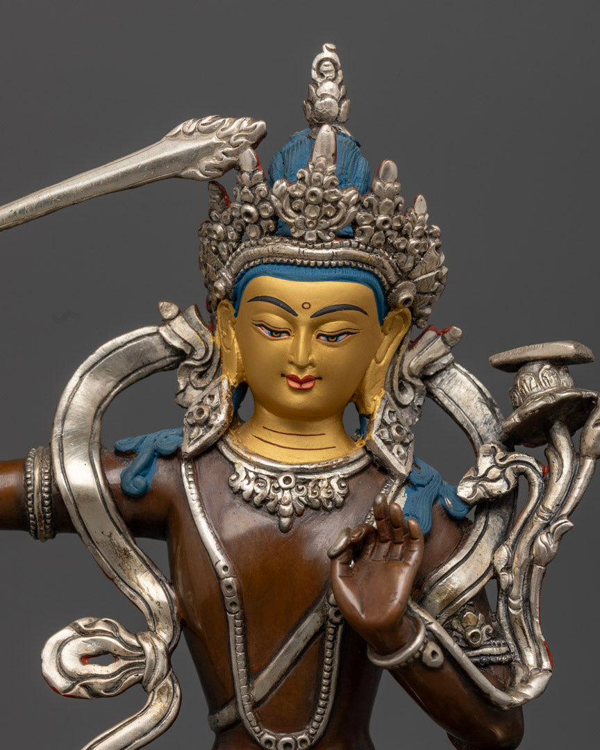 Oxidized Manjushri Statue: Beautiful Decor for Wisdom