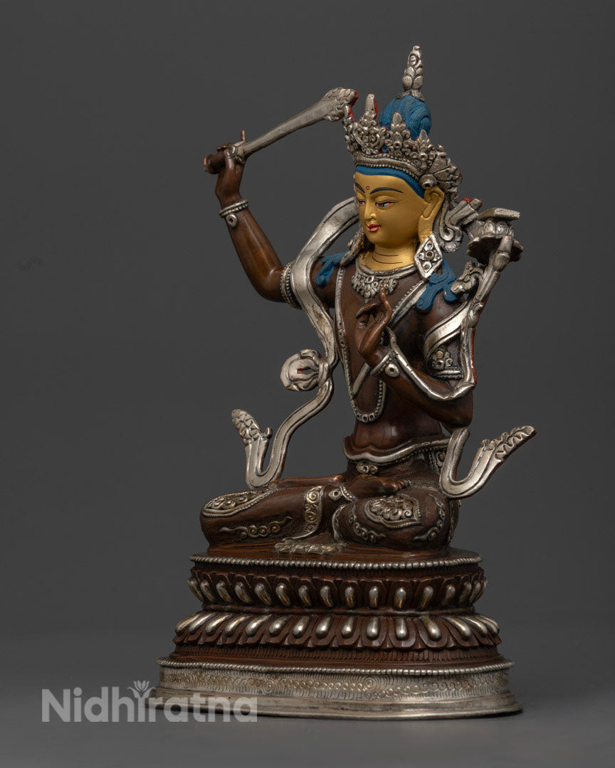 Oxidized Manjushri Statue: Beautiful Decor for Wisdom