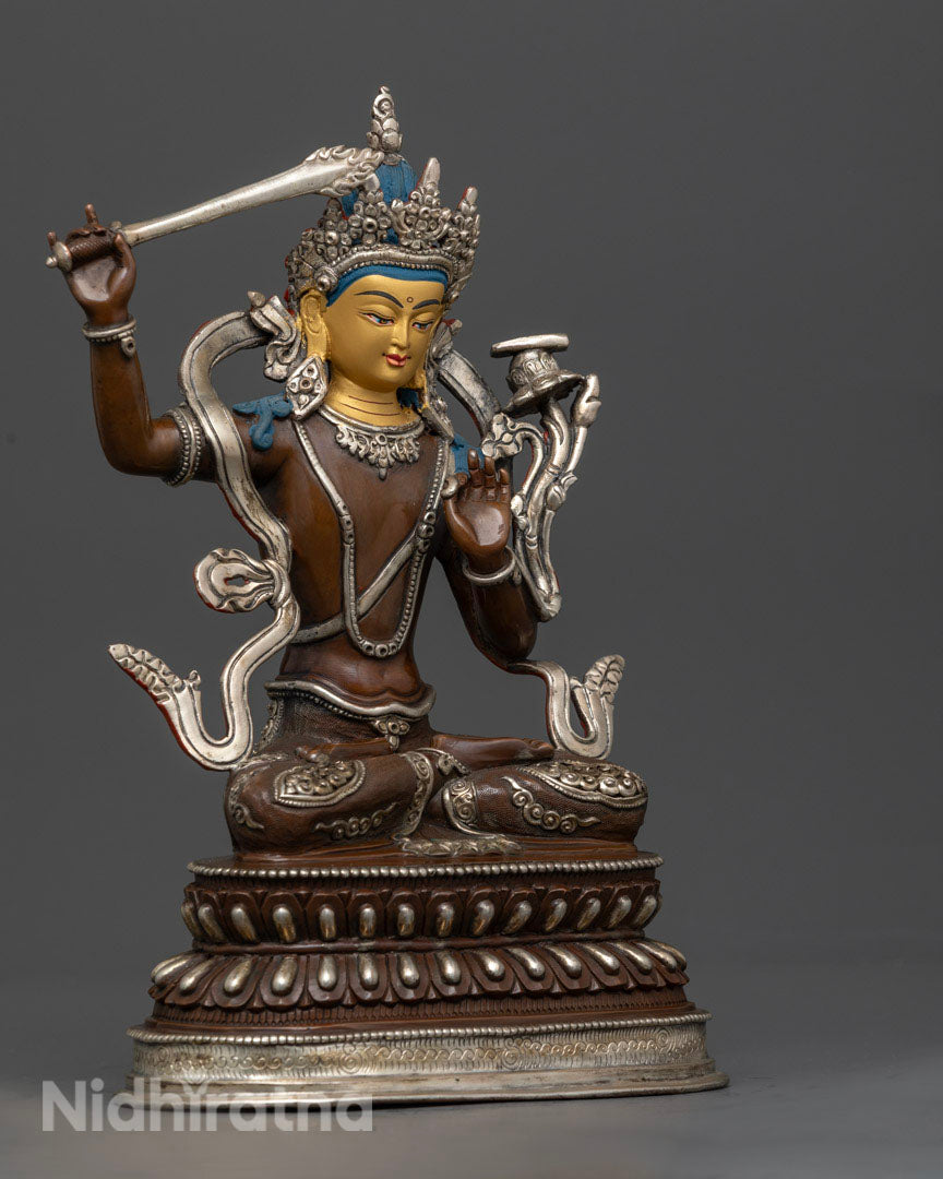 Oxidized Manjushri Statue: Beautiful Decor for Wisdom