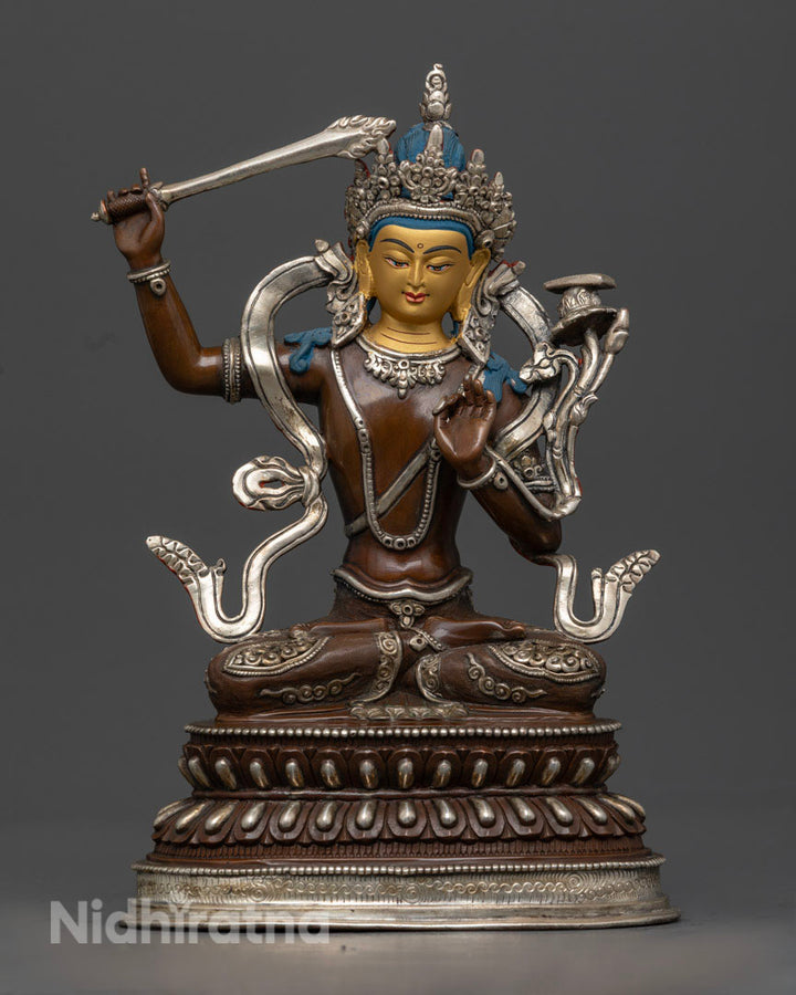 Oxidized Manjushri Statue: Beautiful Decor for Wisdom