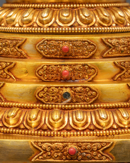 Tibetan Ritual Stupa | Pure Copper Sacred Object