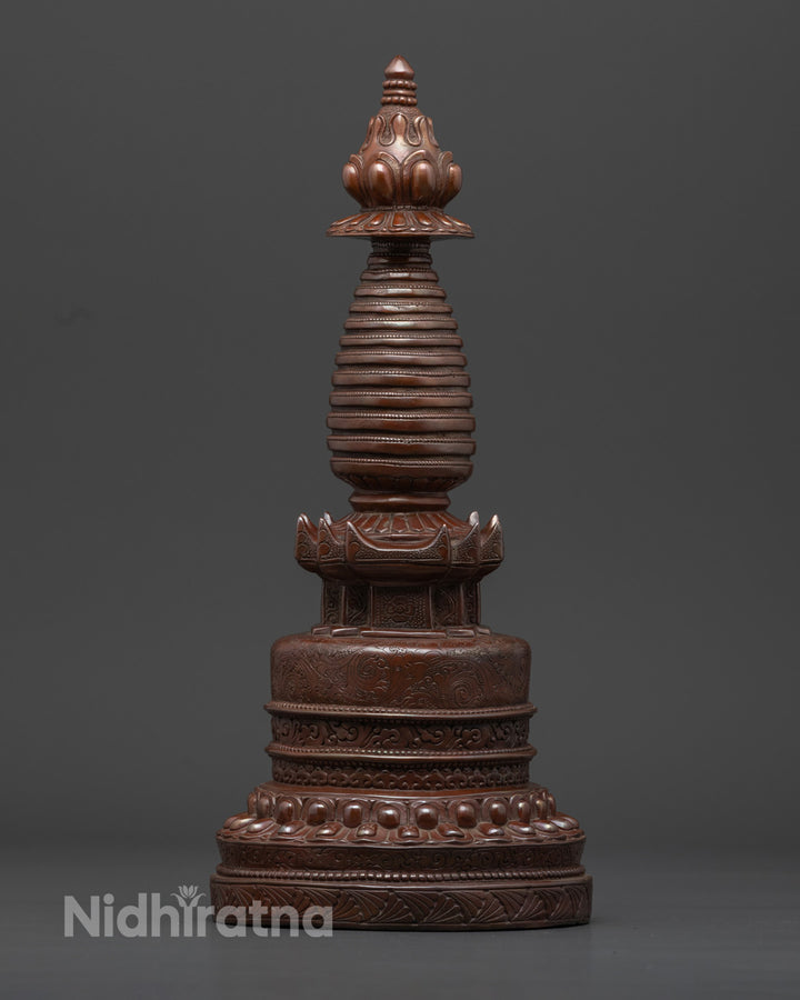 Oxidized Kadam Style Stupa Statue | Ritual Chorten