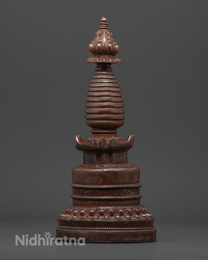 Oxidized Kadam Style Stupa Statue | Ritual Chorten