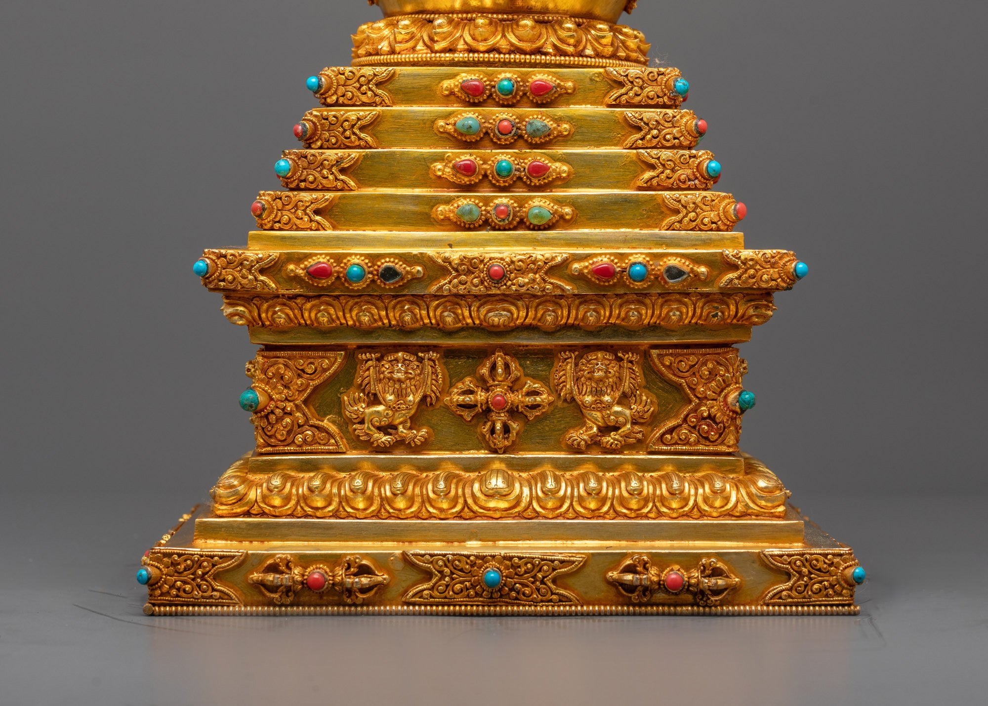 Spiritual Stupa from Nepal | Gold on Copper Art