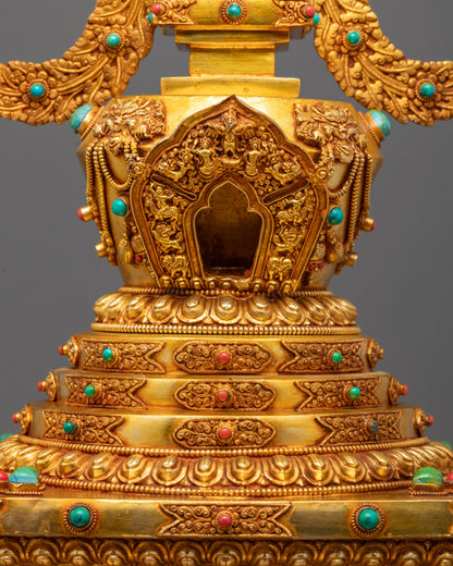 Tibetan Ritual Stupa | Pure Copper Sacred Object