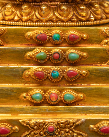 Spiritual Stupa from Nepal | Gold on Copper Art