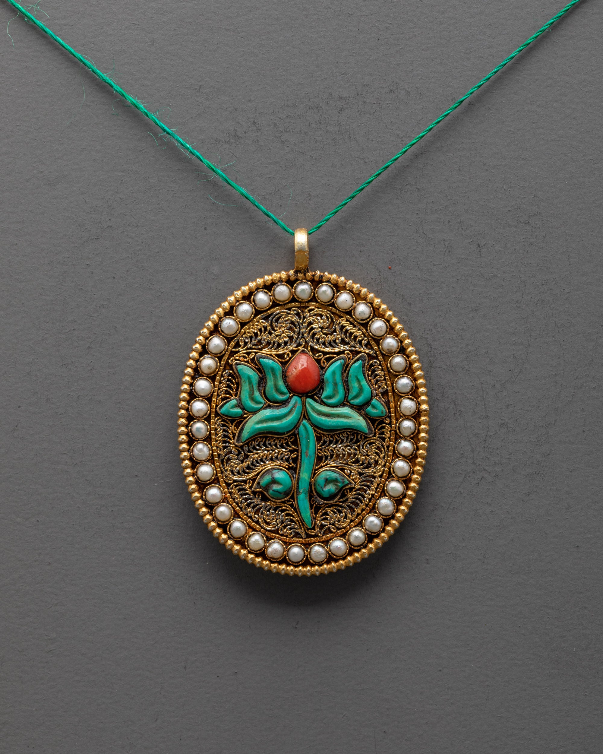 Symbolic Lotus Flower Locket | Artisan Jewelry from Nepal