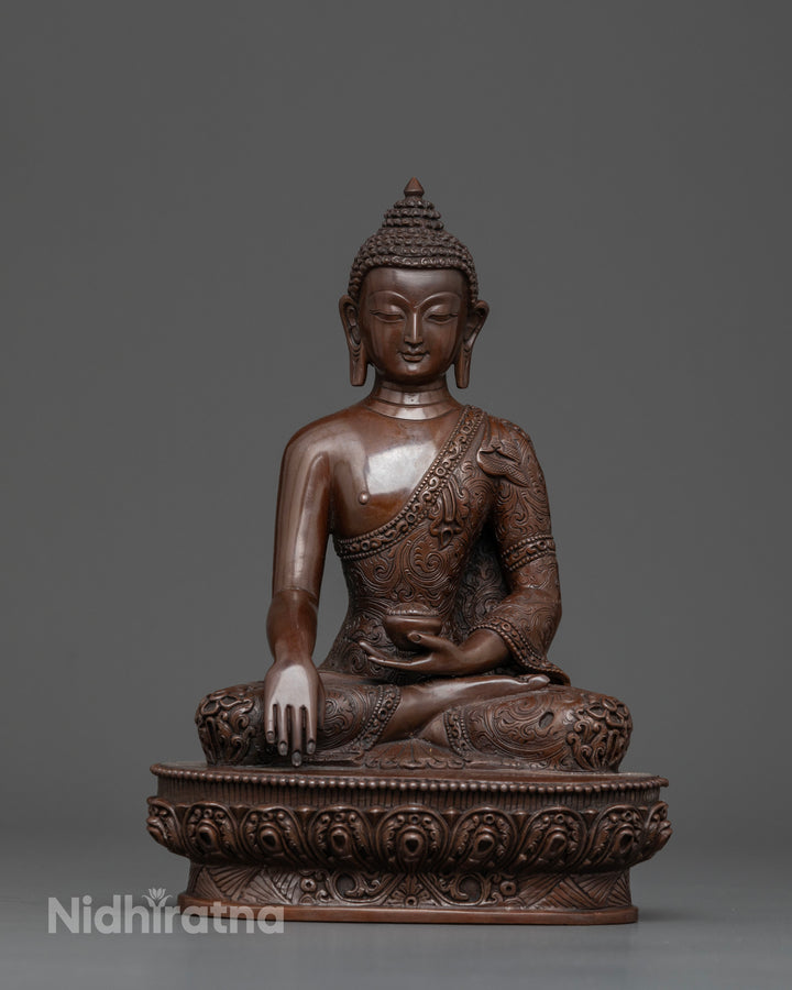 Symbol of Enlightenment and Peace: Oxidized Shakyamuni Buddha Statue