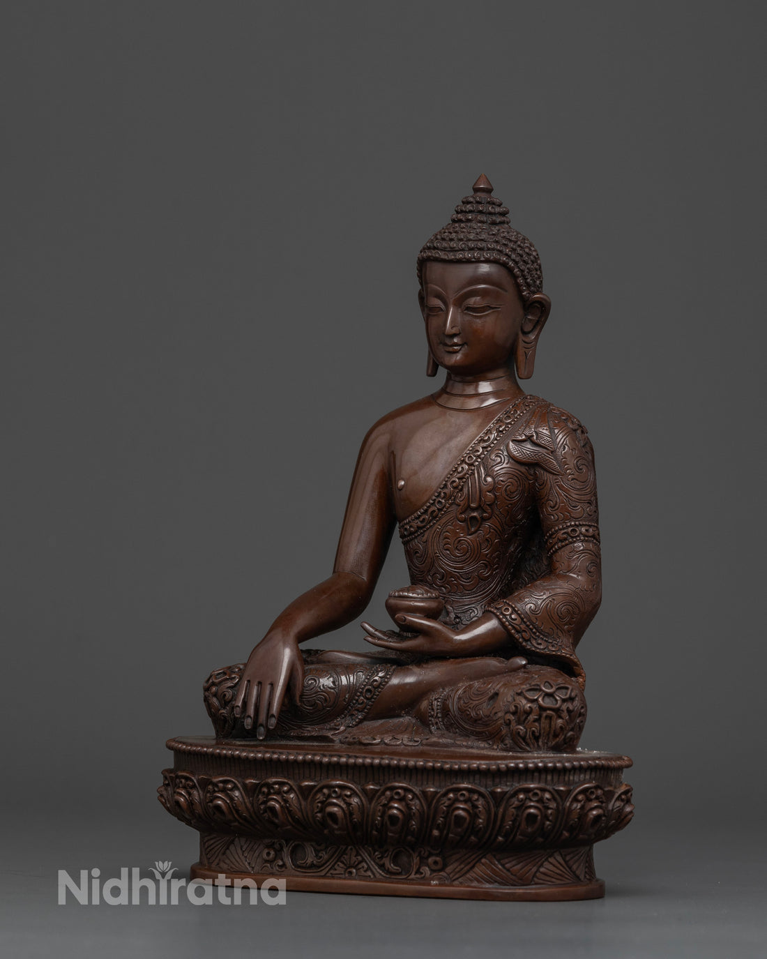 Symbol of Enlightenment and Peace: Oxidized Shakyamuni Buddha Statue