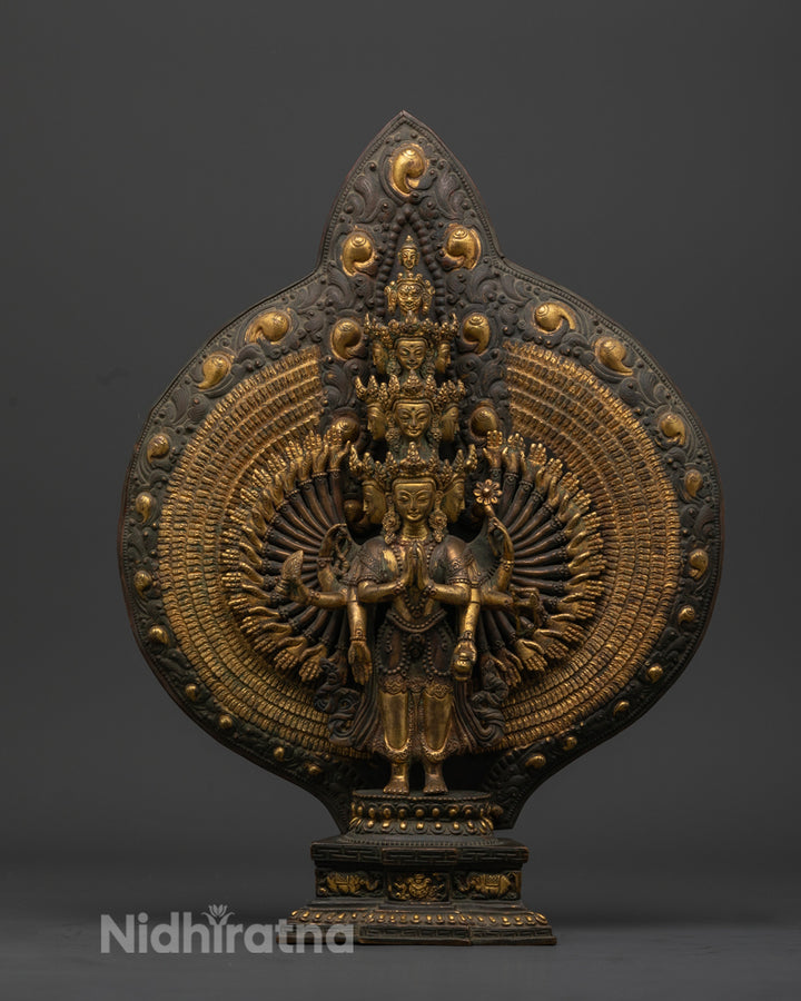 Tibetan 1000 Armed Chenrezig Statue: Avalokiteshvara for Peace