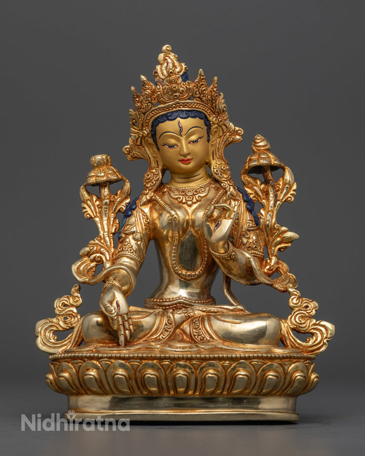 24k Gold Gilded White Tara Statue