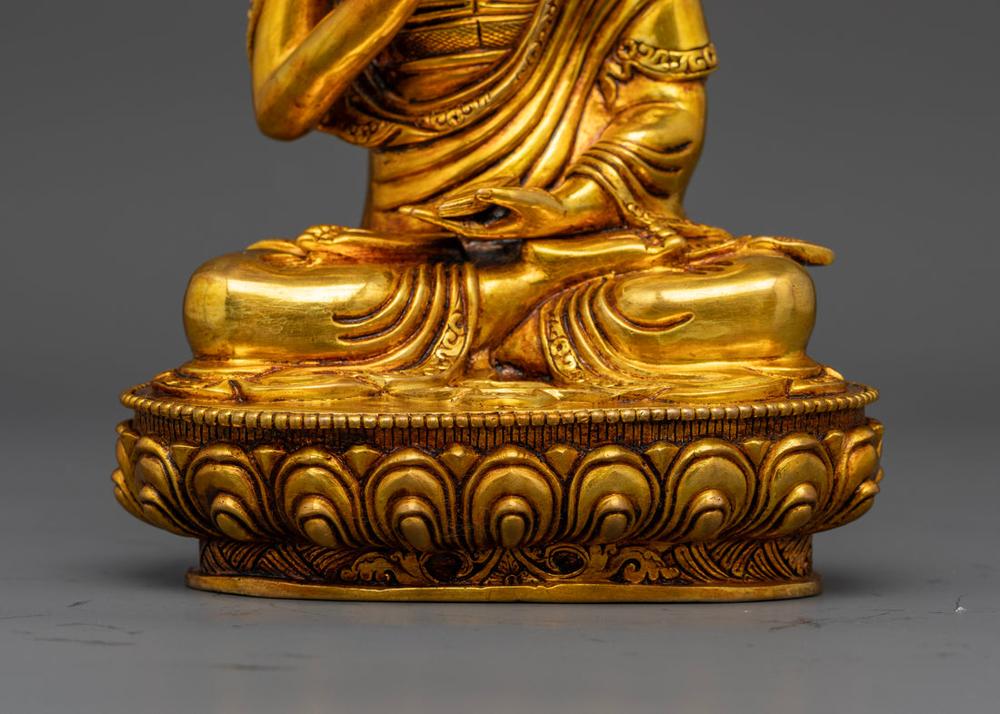 24K Gold-Coated Tsongkhapa Set: Embodying Wisdom and Tradition